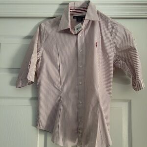 Ralph Lauren Men's White and Red Striped Shirt